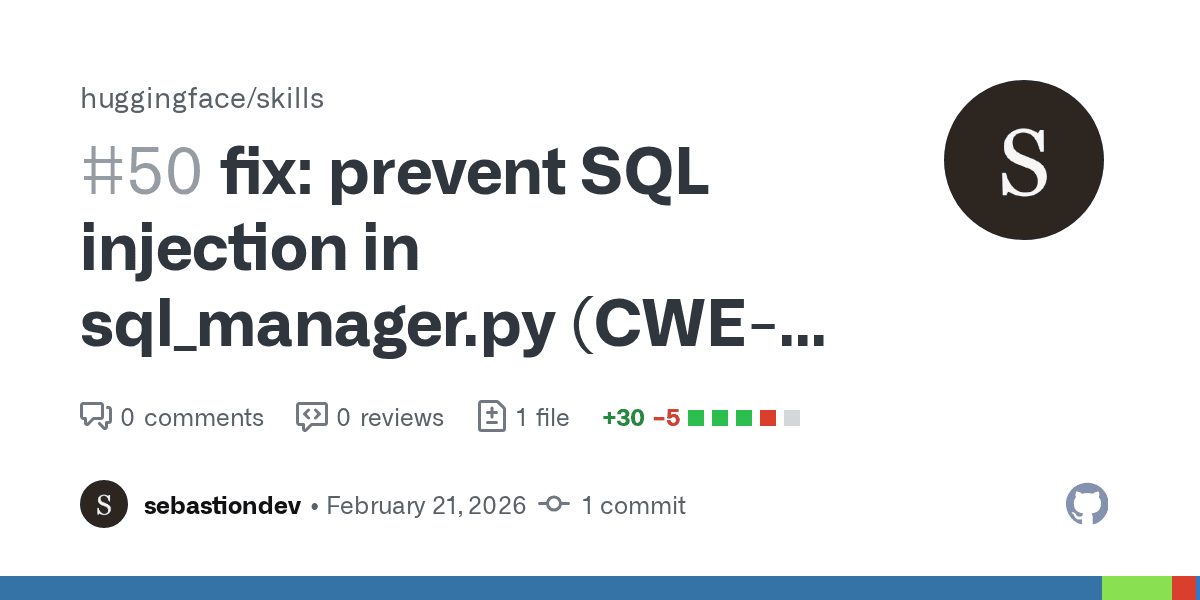 I found SQL injection in Hugging Face's AI skills framework and got it fixed in nine days